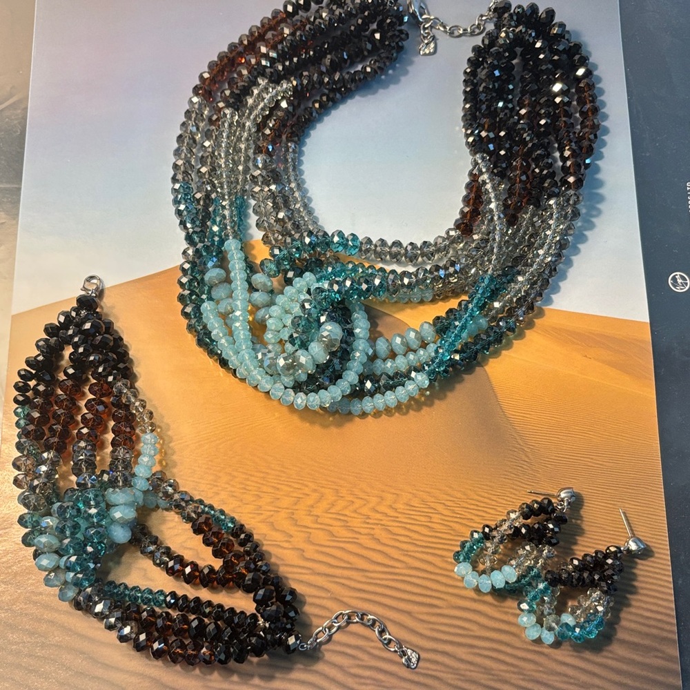 Authentic Swarovski Dune Multicolor Beaded Neckla… - image 3